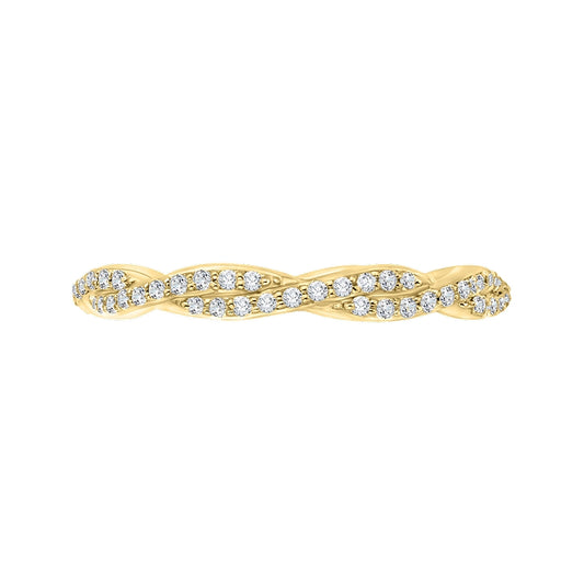 Shah Luxury 14K Yellow Gold Round Eternity Diamond Wedding Band with Criss-Cross Crossover Shank