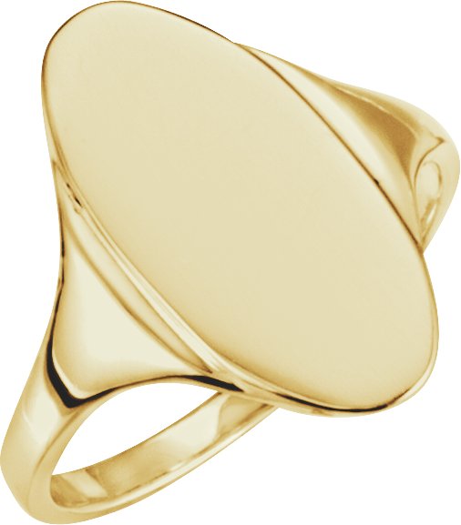 14K Yellow 16.4x8.5 mm Oval Signet Ring
