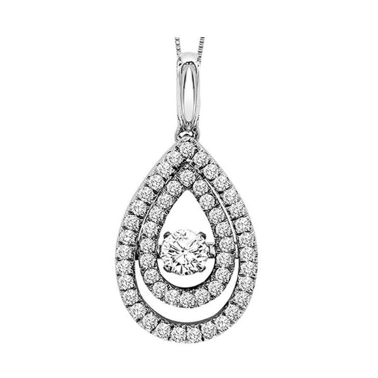 Gems One 14KT White Gold & Diamond Rhythm Of Love Neckwear Pendant  - 3/8 ctw