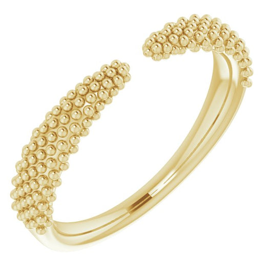 14K Yellow Beaded Negative Space Ring