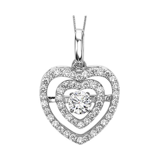 Gems One 14KT White Gold & Diamond Rhythm Of Love Neckwear Pendant  - 3/8 ctw