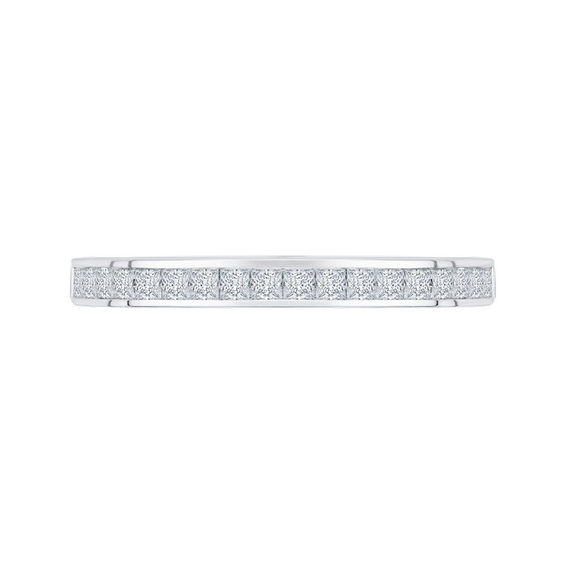 Shah Luxury 14K White Gold Princess Diamond Half-Eternity Wedding Band