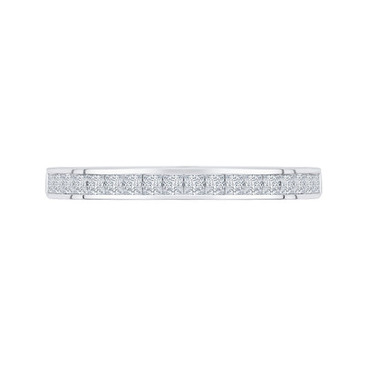 Shah Luxury 14K White Gold Princess Diamond Half-Eternity Wedding Band