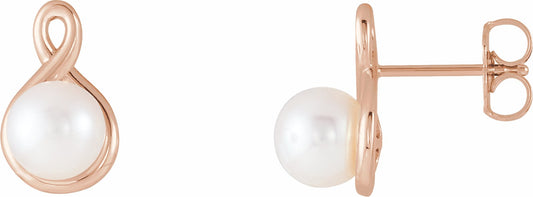14K Rose Pearl Earrings