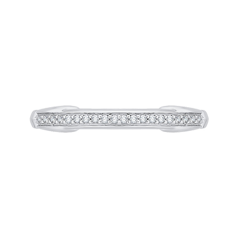 Shah Luxury 14K White Gold Round Diamond Wedding Band