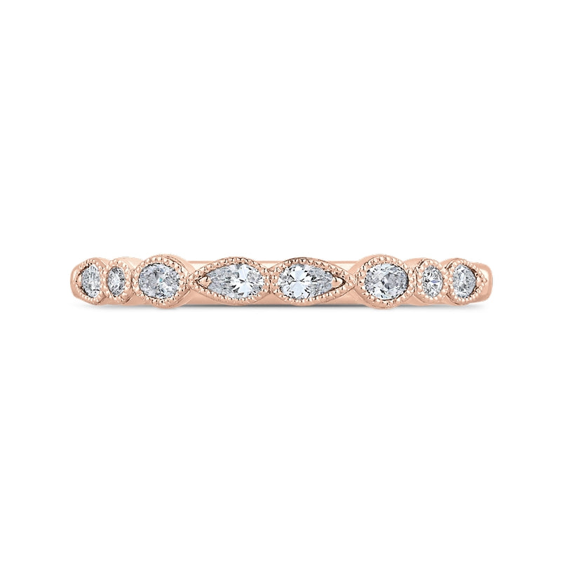 Shah Luxury 14K Rose Gold Pear Oval and Round Diamond Wedding Band