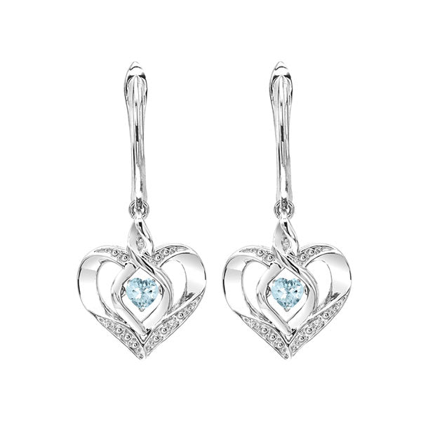 Gems One Silver Diamond (1/50 Ctw) & Created-Aquamarine (1/4 Ctw) Earring