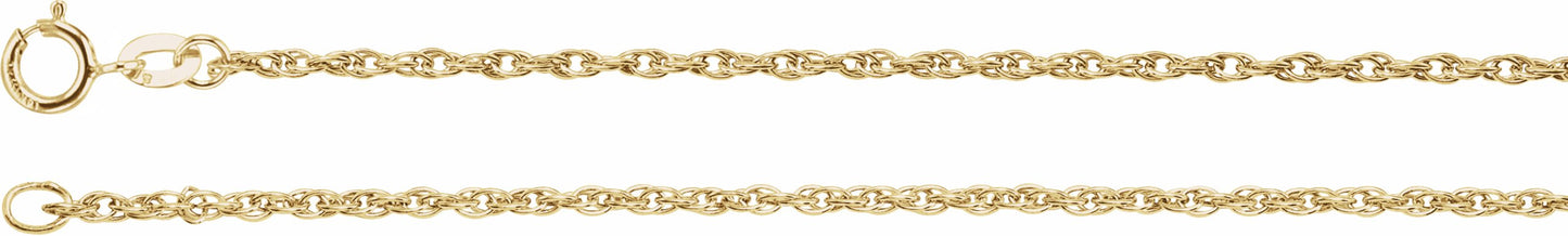14K Yellow 1.5 mm Rope 7 Chain