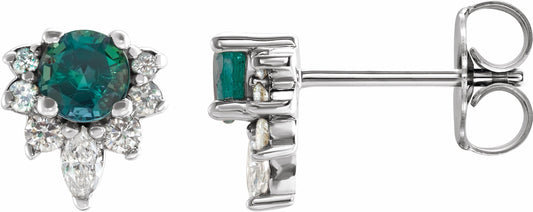14K White Alexandrite & 1/6 CTW Diamond Earrings