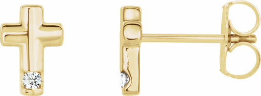 14K Yellow .03 CTW Diamond Cross Earrings