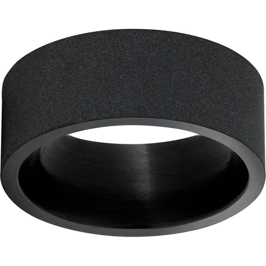 Black Zirconium Flat Band with Sandblast Finish