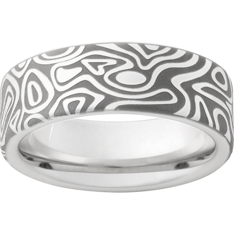 Serinium Pipe Cut Band with Journey Laser Engraving