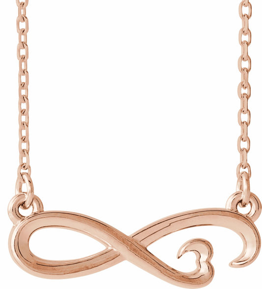 14K Rose Infinity-Inspired Heart 16-18 Necklace