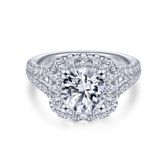Gabriel & Co. 14k White Gold Contemporary Halo Engagement Ring