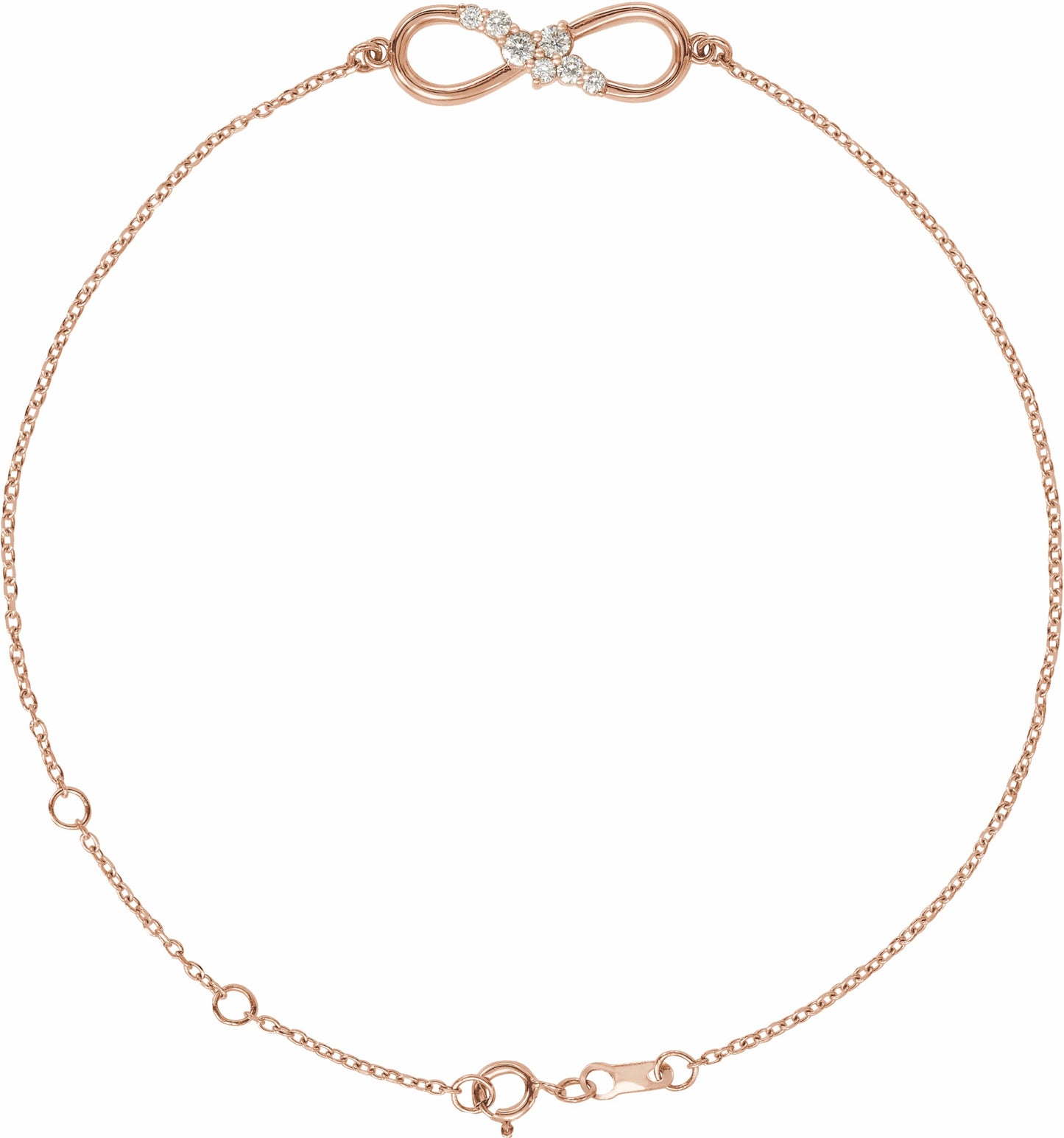 14K Rose 1/8 CTW Diamond Infinity 6 1/2-7 1/2 Bracelet