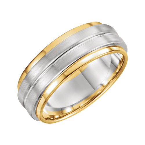 Stuller 14k Two Tone Gold Grooved Flat Edge Wedding Band