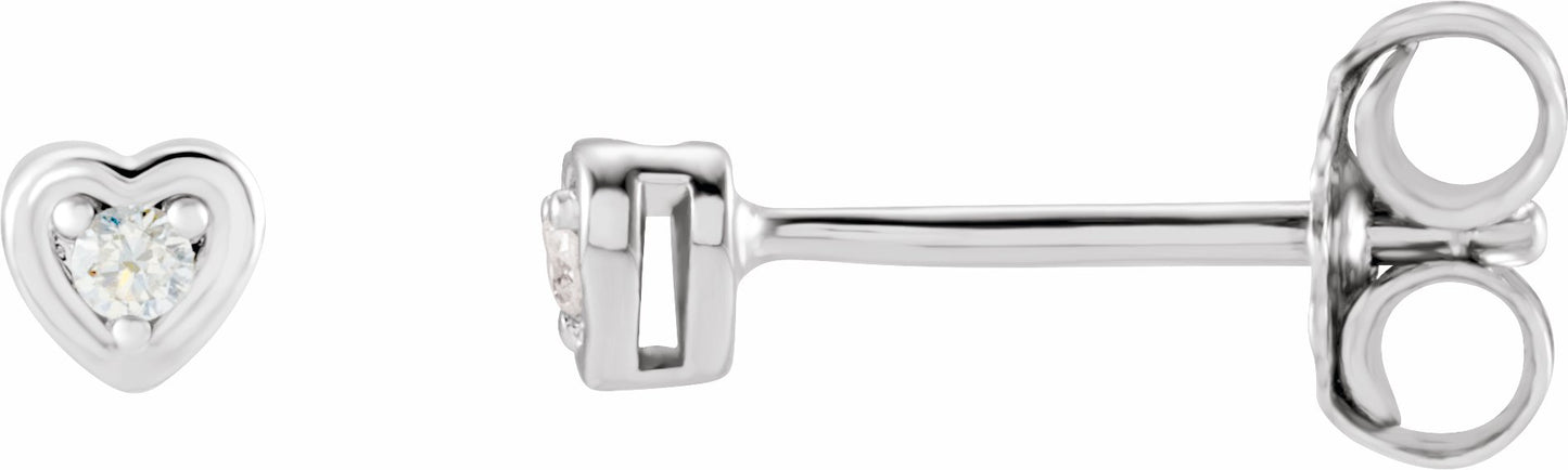 14K White .03 CTW Diamond Youth Heart Earrings