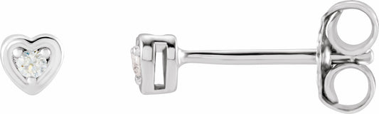 14K White .03 CTW Diamond Youth Heart Earrings