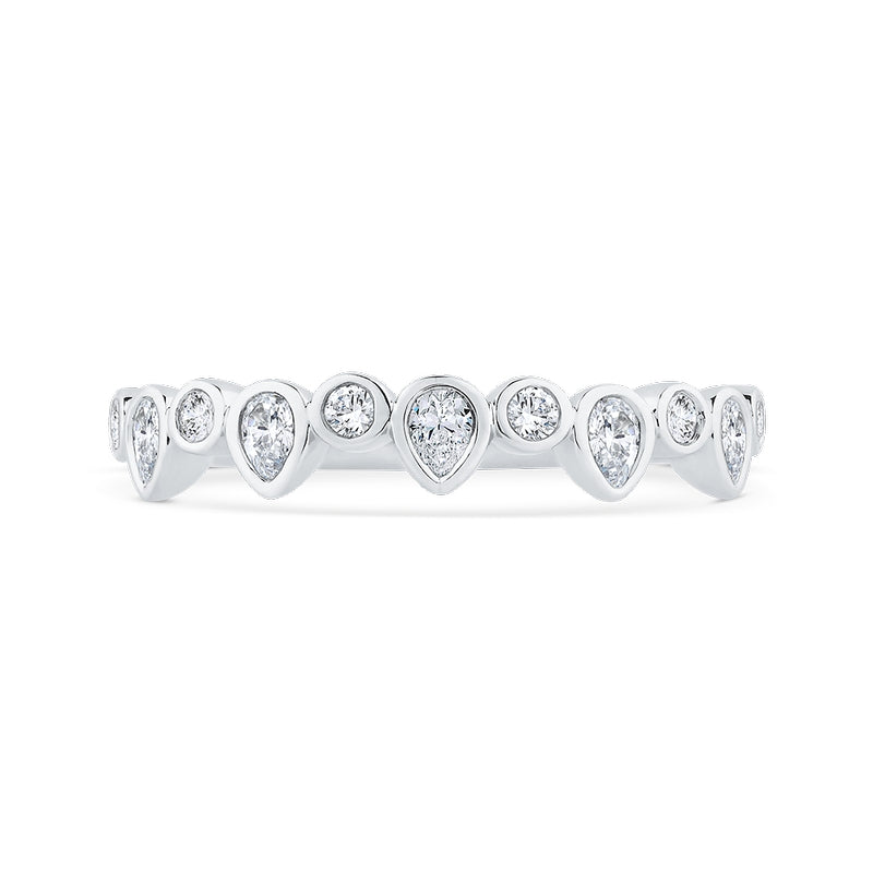 Shah Luxury 14K White Gold Round Cut Diamond Wedding Band