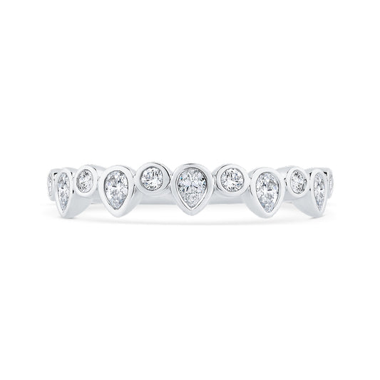 Shah Luxury 14K White Gold Round Cut Diamond Wedding Band
