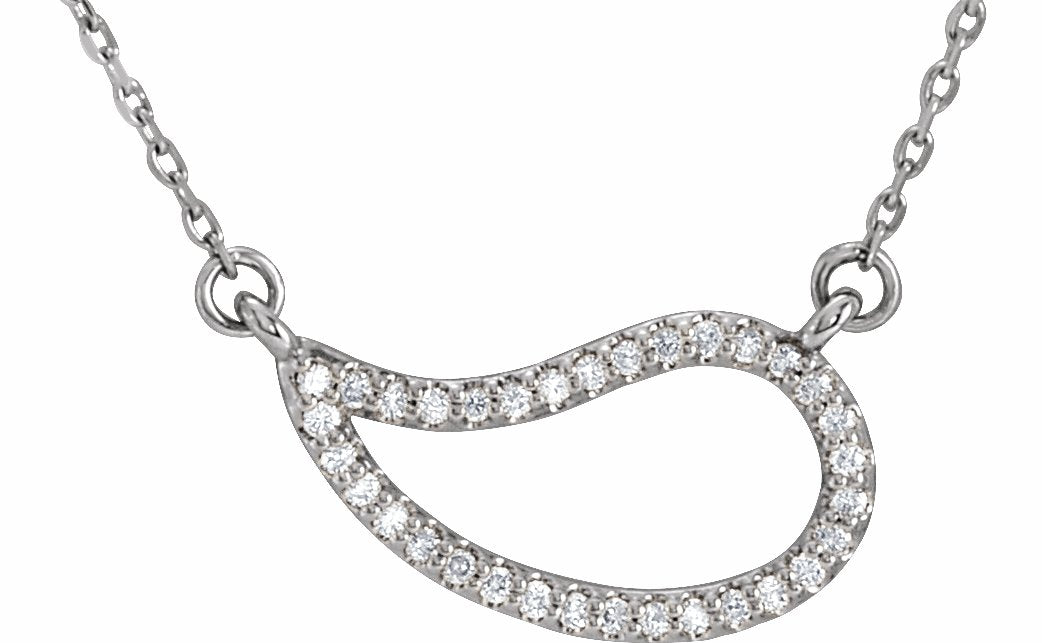 14K White 1/6 CTW Diamond Paisley 18 Necklace
