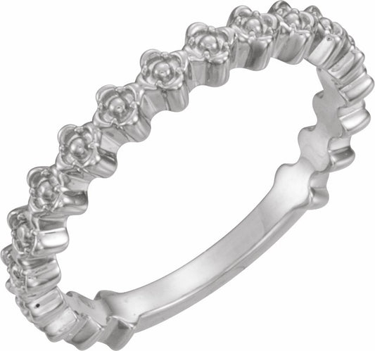 14K White Clover Stackable Ring
