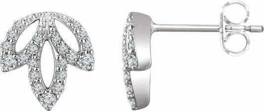 14K White 1/4 CTW Diamond Leaf Earrings