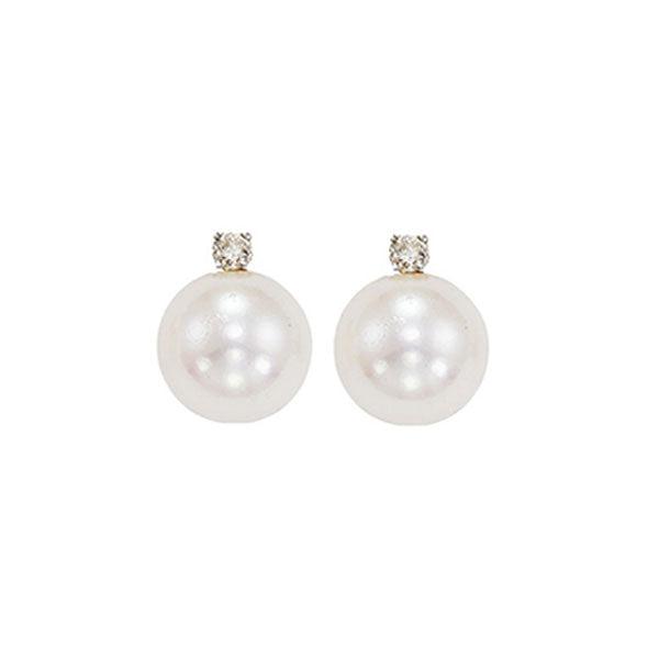 Gems One 14Kt White Gold Diamond (1/20Ctw) & Pearl (1 Ctw) Earring