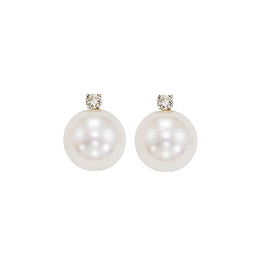 Gems One 14Kt White Gold Diamond (1/20Ctw) & Pearl (1 Ctw) Earring