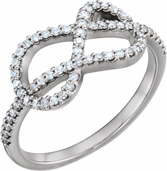 14K White 1/3 CTW Diamond Knot Ring