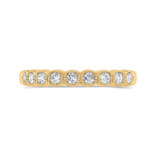 Shah Luxury Round Half-Eternity Diamond Wedding Band In 14K Yellow Gold