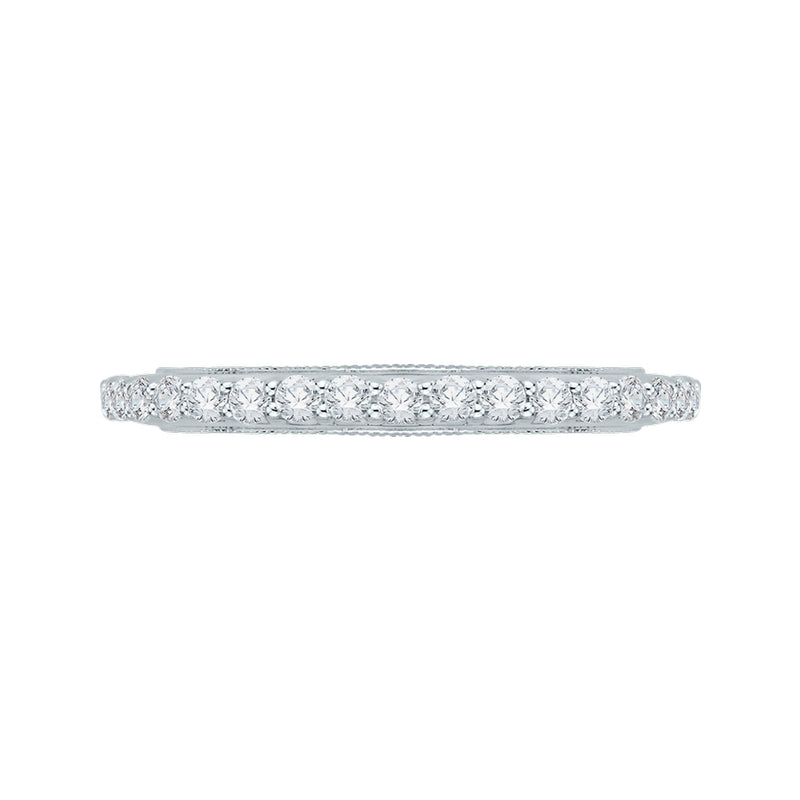 Shah Luxury 14K White Gold Round Diamond Wedding Band with Euro Shank