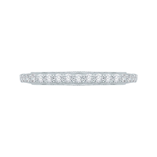 Shah Luxury 14K White Gold Round Diamond Wedding Band with Euro Shank