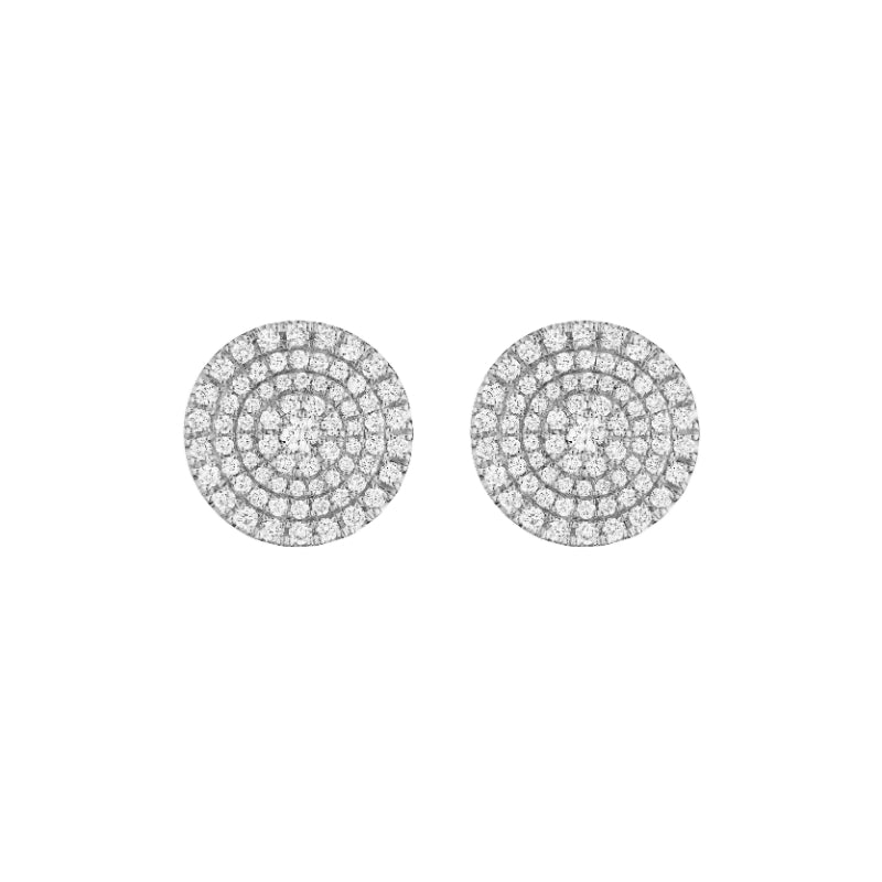 Henri Daussi 18k White Gold Diamond Stud Earrings