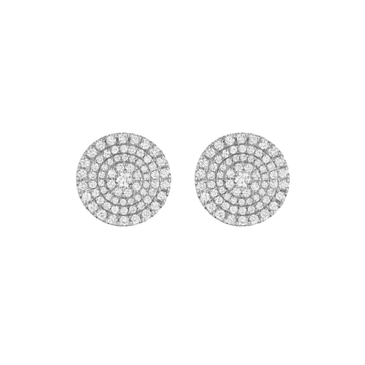 Henri Daussi 18k White Gold Diamond Stud Earrings