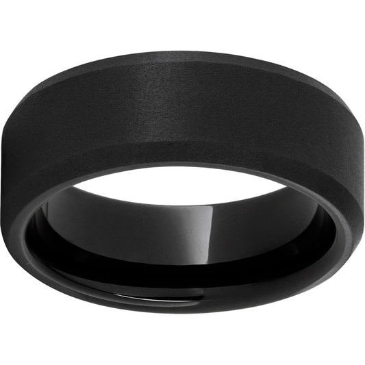 Black Diamond Ceramic Beveled Edge Band with Sandblast Finish