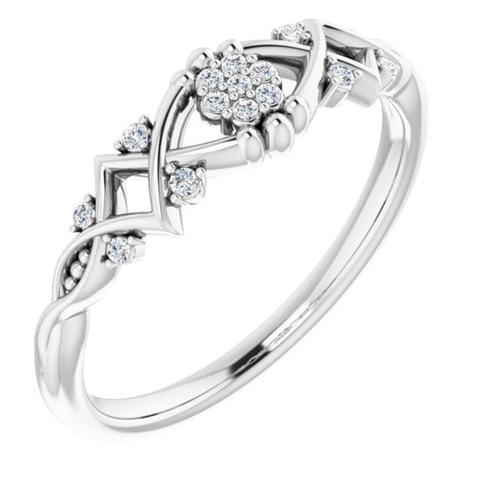 14K White .06 CTW Diamond Vintage-Inspired Ring