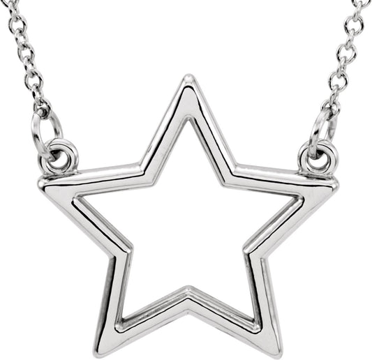 14K White Star 16 Necklace