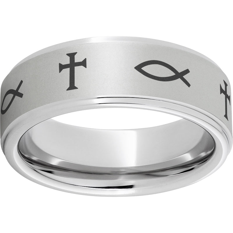 Ichthus Serinium Christian Symbol Engraved Ring