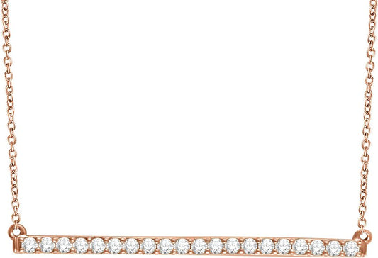 14K Rose 1/6 CTW Diamond Bar 16-18 Necklace