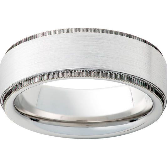 Serinium Flat Band with Milgrain Textured Edges and Satin Finish