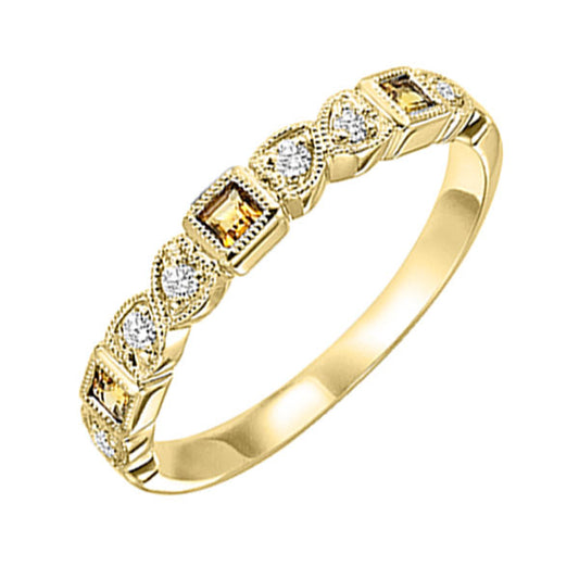 Gems One 14Kt Yellow Gold Diamond (1/10Ctw) & Citrine (1/6 Ctw) Ring