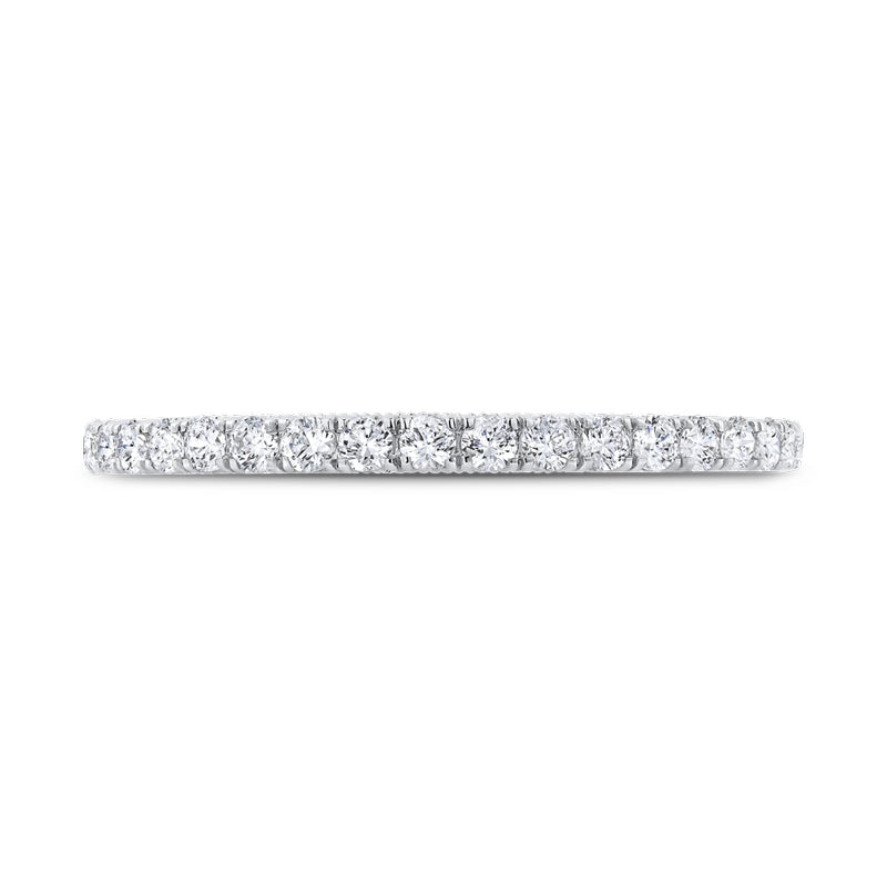 Shah Luxury 14K White Gold Diamond Wedding Band with Milgrain