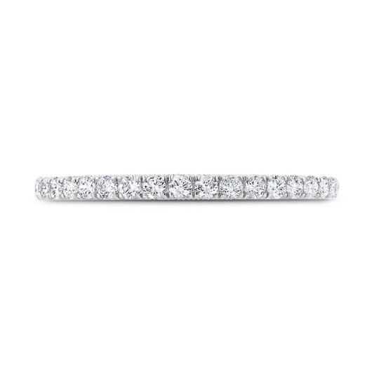 Shah Luxury 14K White Gold Diamond Wedding Band with Milgrain
