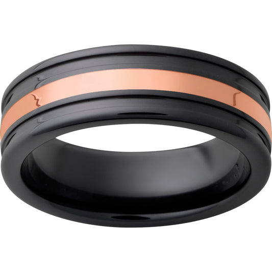 Black Diamond Ceramic Band with 2mm 14K Rose Gold Inlay