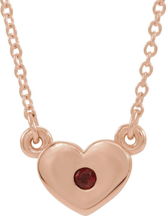 14K Rose Mozambique Garnet Heart 16 Necklace