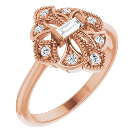 14K Rose 1/6 CTW Diamond Vintage-Inspired Ring