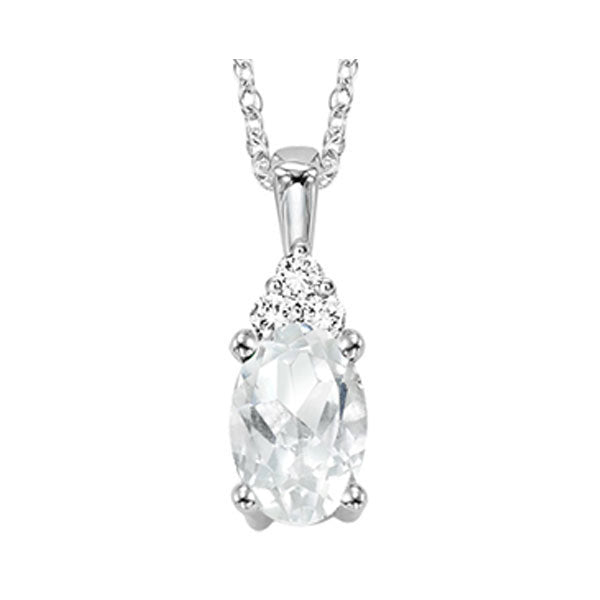Gems One 10Kt White Gold Diamond (1/50Ctw) & White Topaz (1/2 Ctw) Pendant