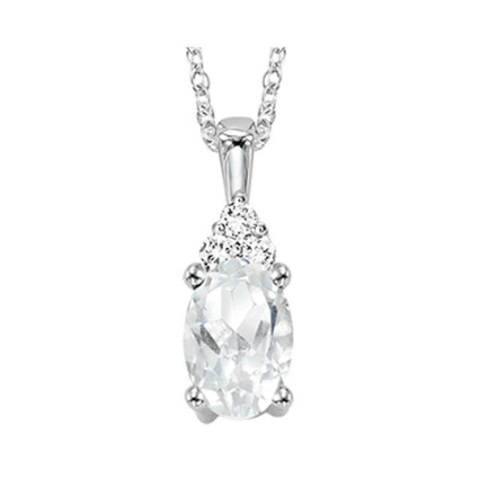Gems One 10Kt White Gold Diamond (1/50Ctw) & White Topaz (1/2 Ctw) Pendant