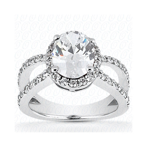 14k White Gold Diamond Semi-Mount Halo Engagement Ring